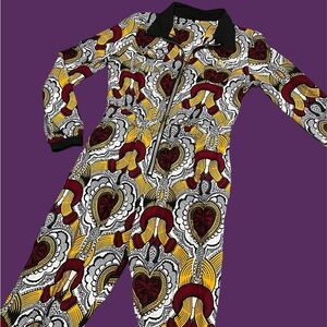 Vibrant African print full length long sleeved jumpsuit size women’s L/XL
